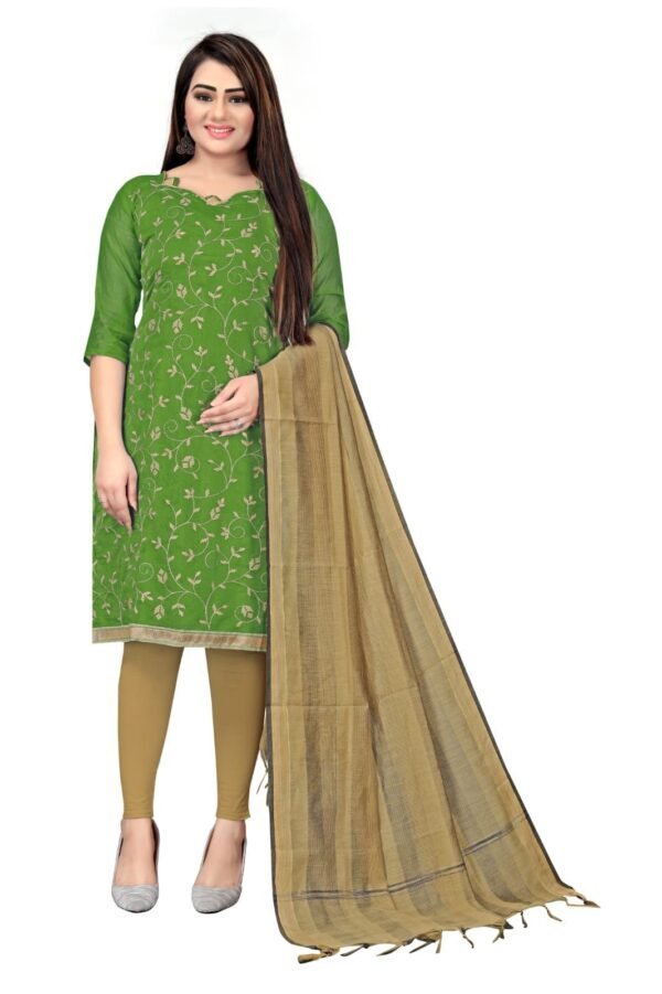 Green Embroidered Dress Material