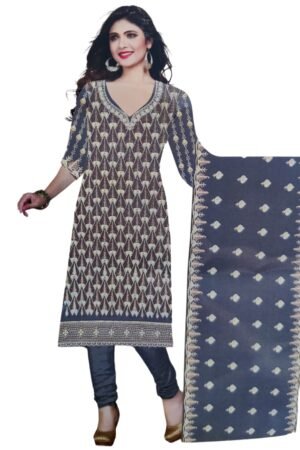 Grey Unstitched Embroidery Salwar Suit