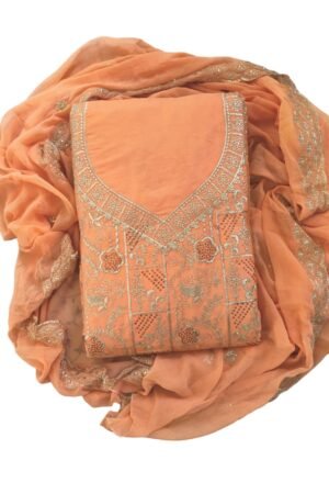 Orange Cotton Dress Material for Women