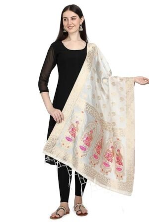 White Animal Print Dupatta
