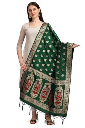 Dark Green Animal Print Dupatta
