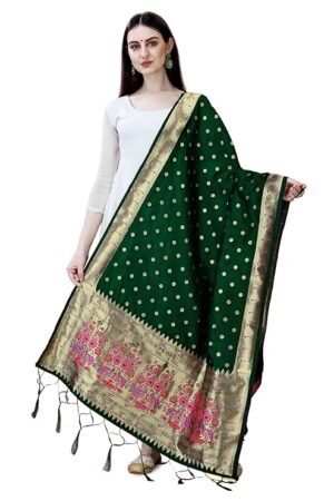 Dark Green Paithani Dupatta