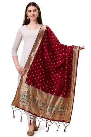 Maroon-Paithani-Dupatta