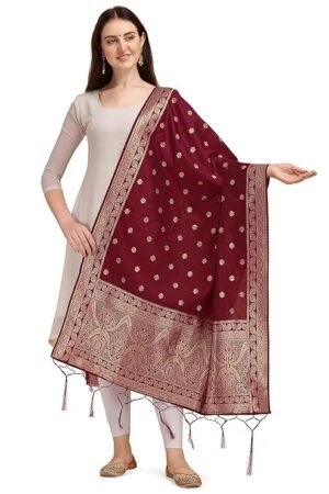 Maroon Silk Dupatta