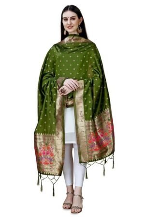 Mehndi Green-Paithani-Dupatta
