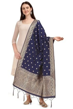 Navy Blue Silk Dupatta
