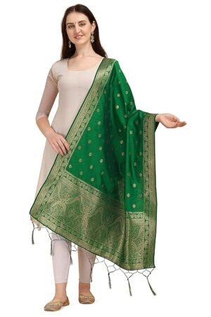 Parrot Green Silk Dupatta