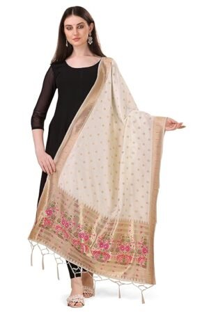 White Paithani-Dupatta
