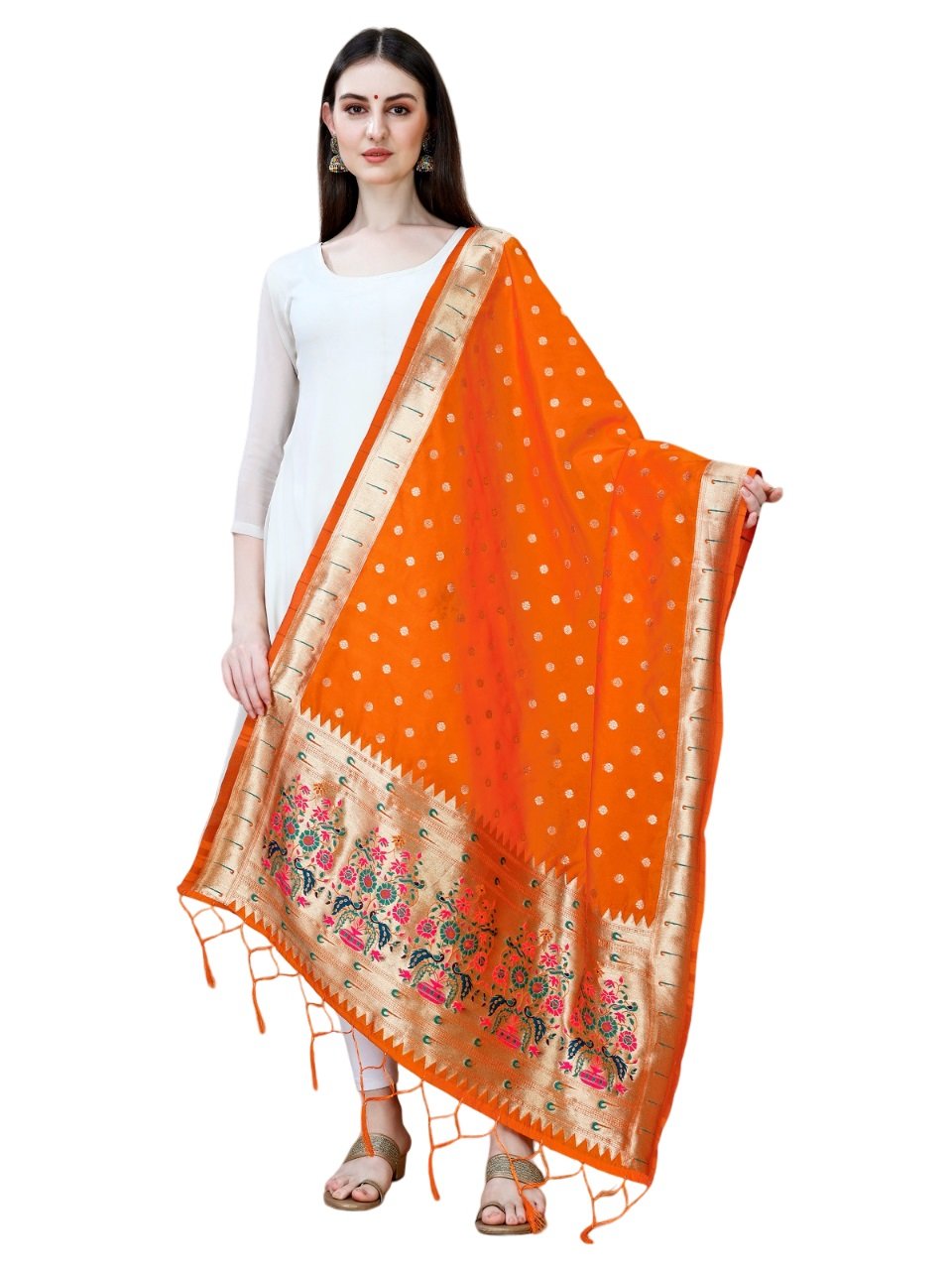 Orange Paithani Dupatta