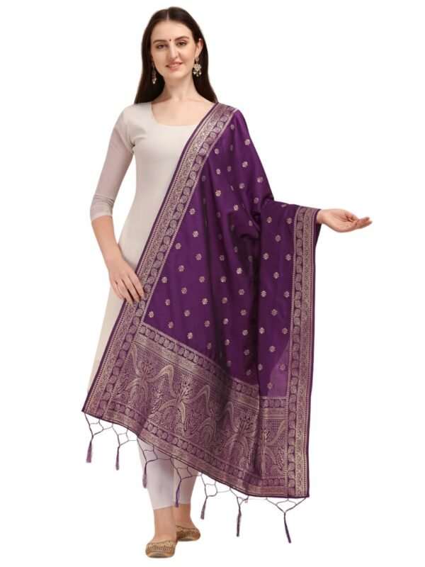 Purple Floral Dupatta