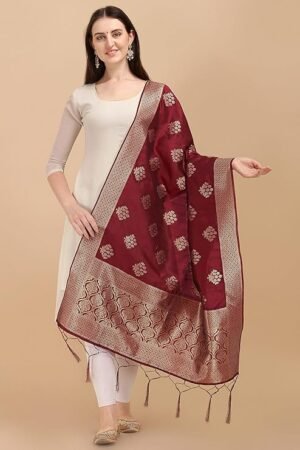 Maroon Floral Dupatta