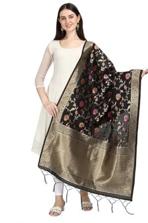 black floral print dupatta