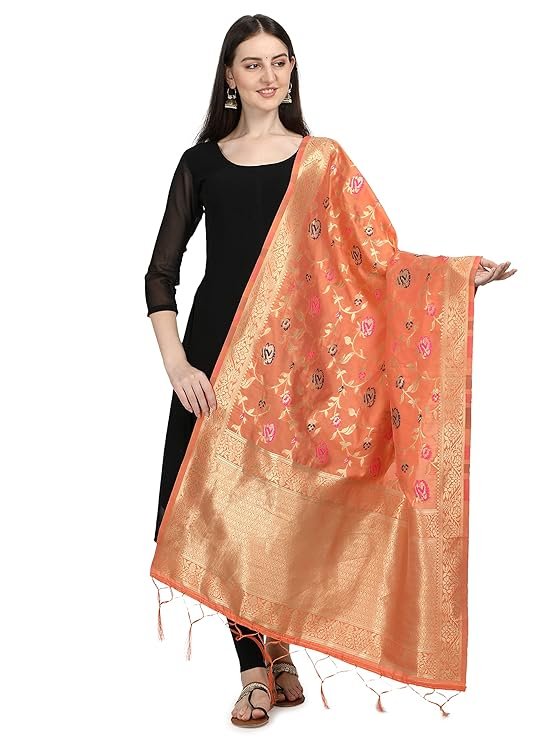 orange dupatta for women