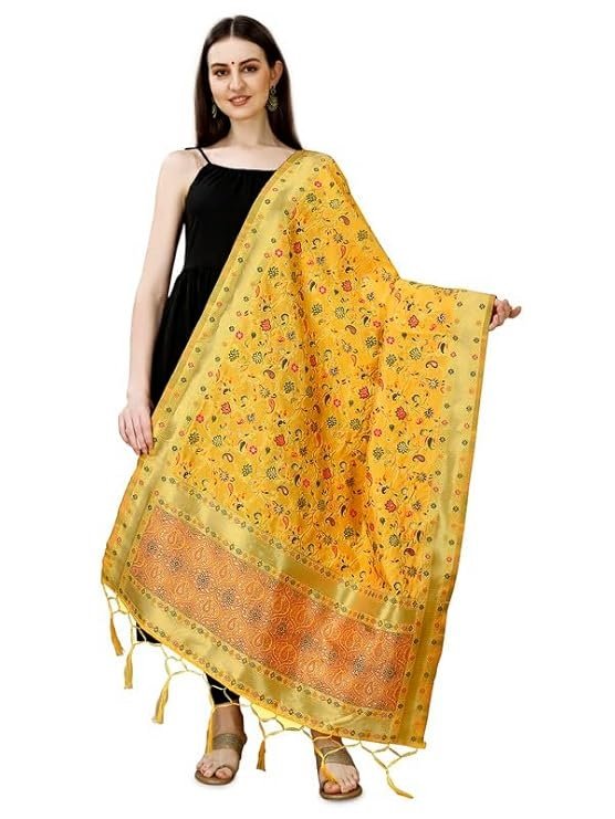 yellow silk dupatta