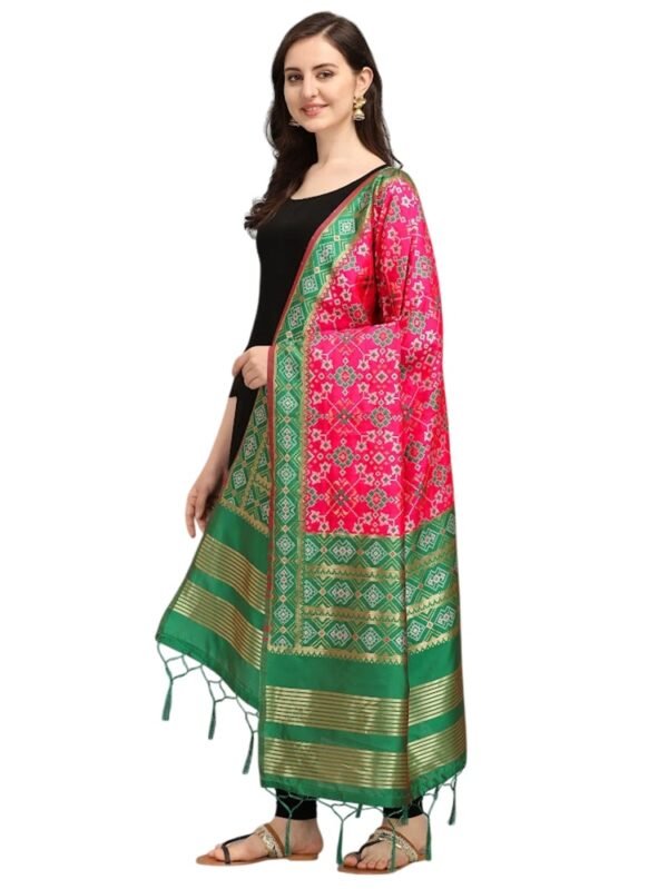 Pink and Green Bandhani Dupatta