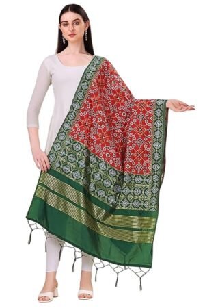 Red and Green Bandhani Dupatta