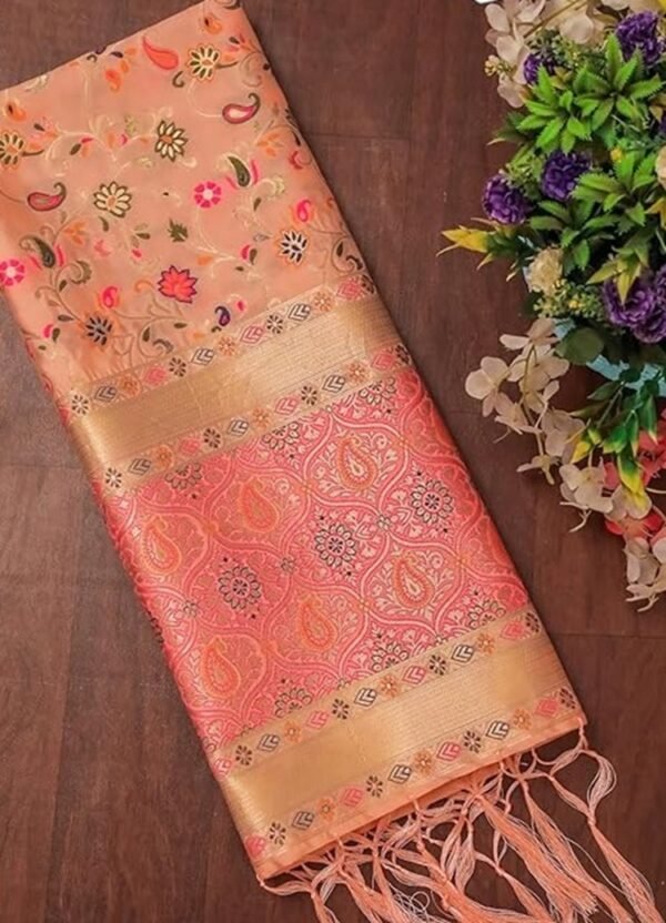 peach silk dupatta