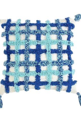 blue checkered cushion cover