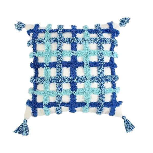 blue checkered cushion cover