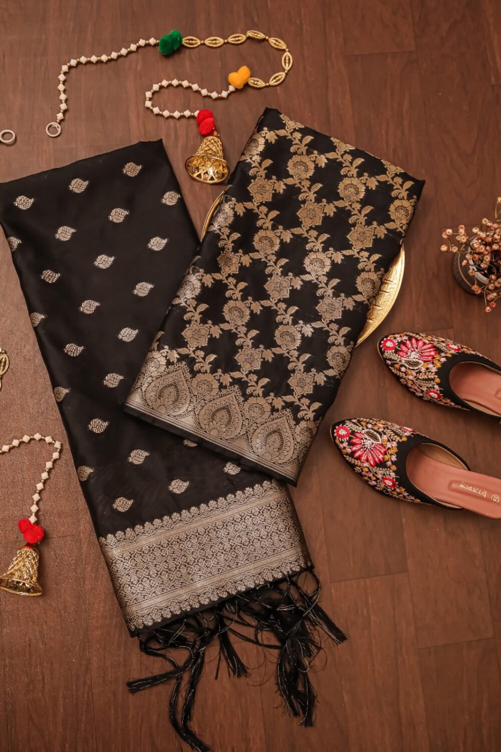 Black Floral Dress Material