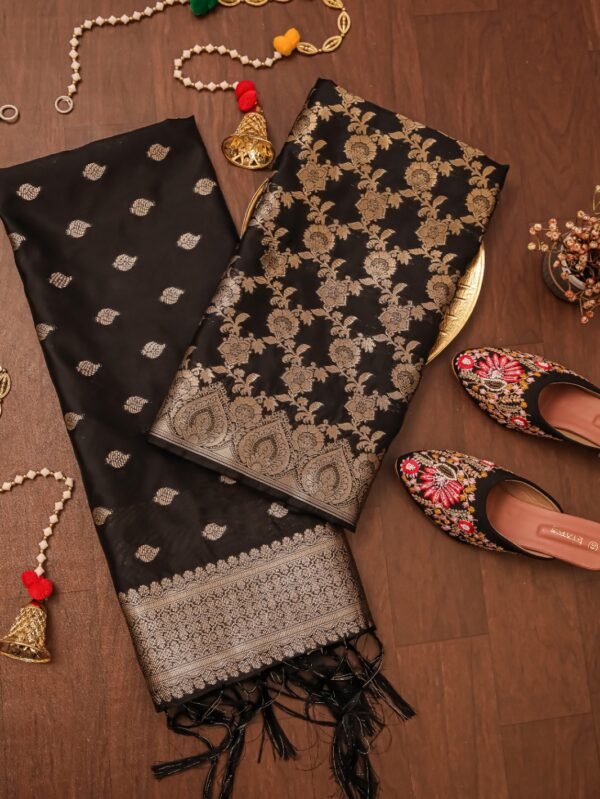 Black Floral Dress Material