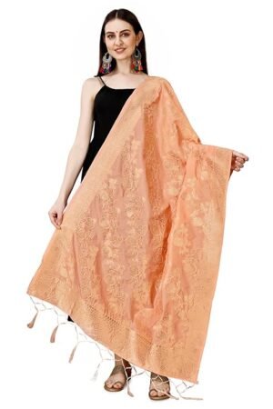 Peach Floral dupatta