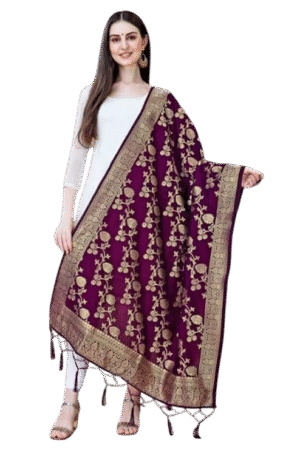 wine floral print dupatta