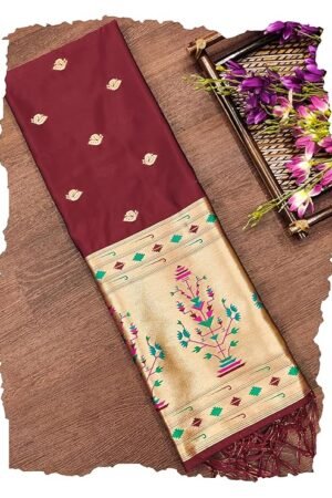 maroon paithani dupatta