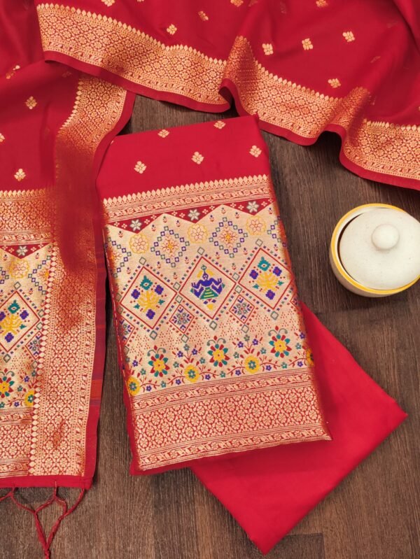 red ptola salwar suit