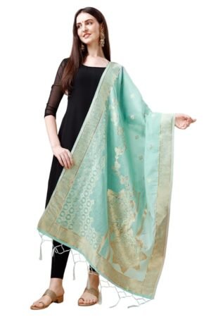 Sea Green Floral Print Dupatta