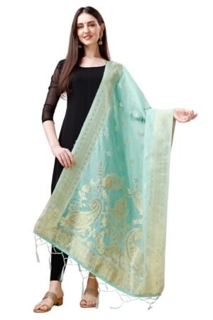 Sea Green Paisley Print Dupatta