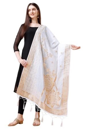 White Floral Print Dupatta