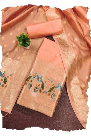 Peach Paithani Dress Material