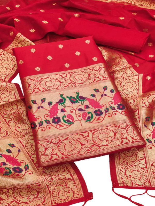 red peacock design salwar suit