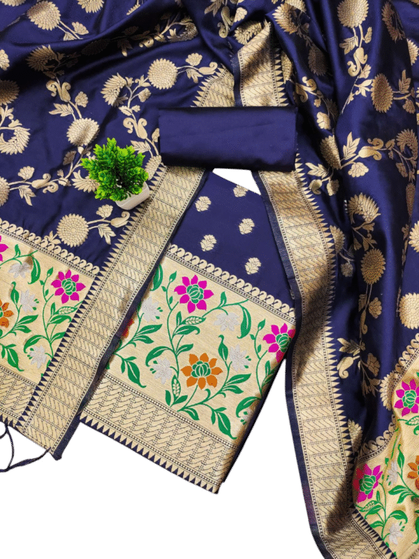 navy blue unstitched dress material