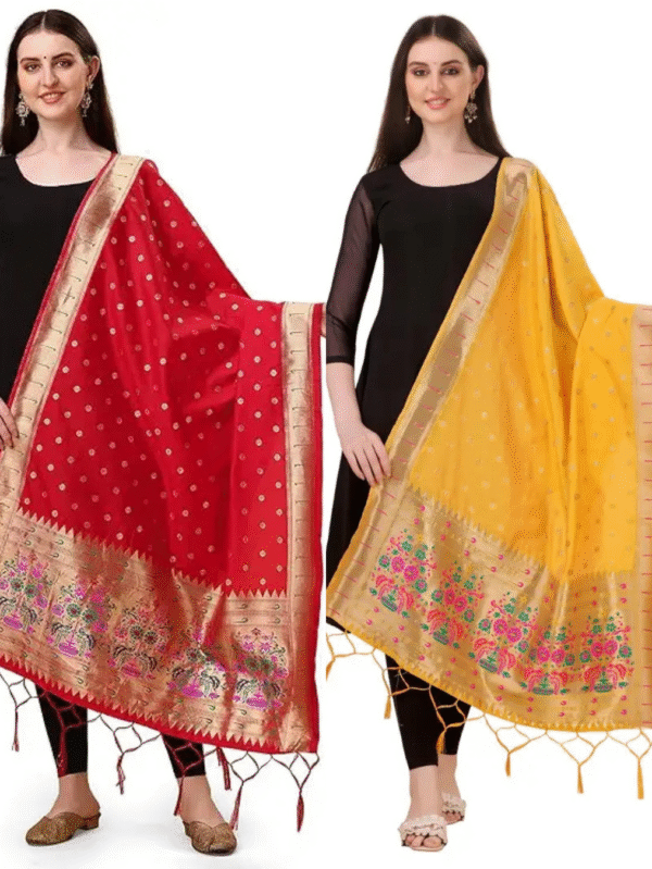 red and yellow dupatta combo