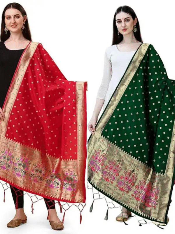 red green dupatta combo