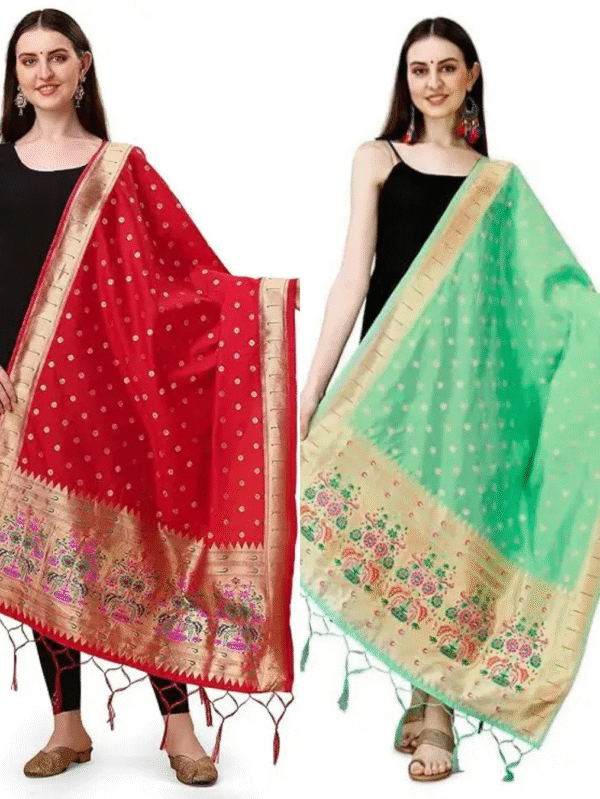 red n sea green dupatta cobo