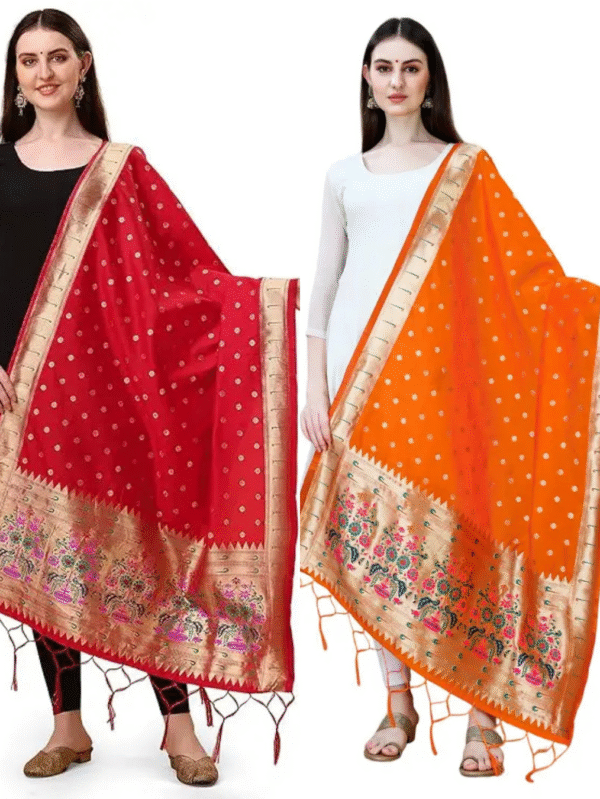 red orange dupatta combo