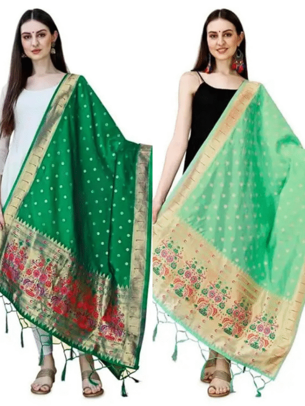 Parrot Green-Sea Green Combo Dupatta