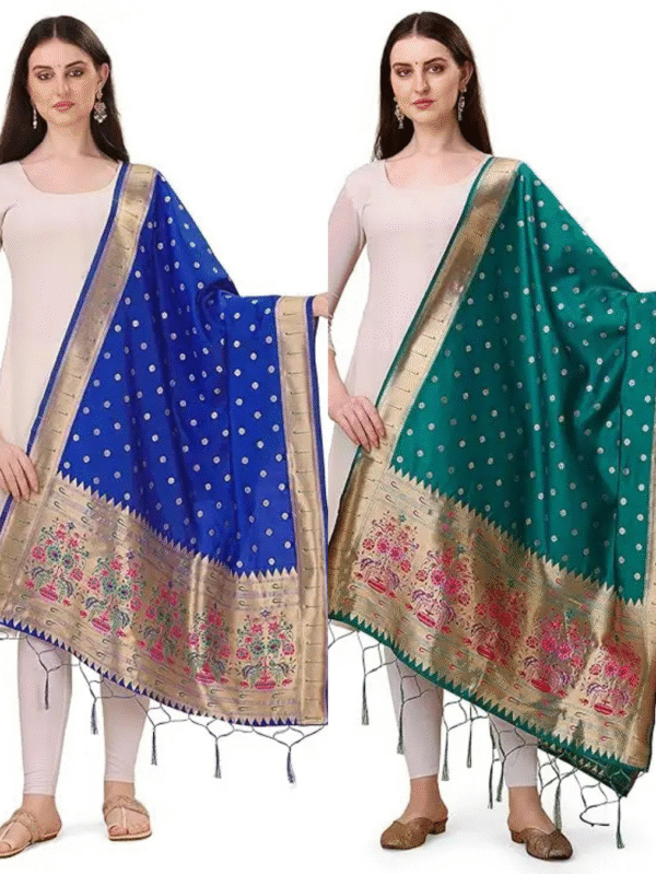 Fancy Royal Blue-Rama Banarasi Silk Dupatta Combo