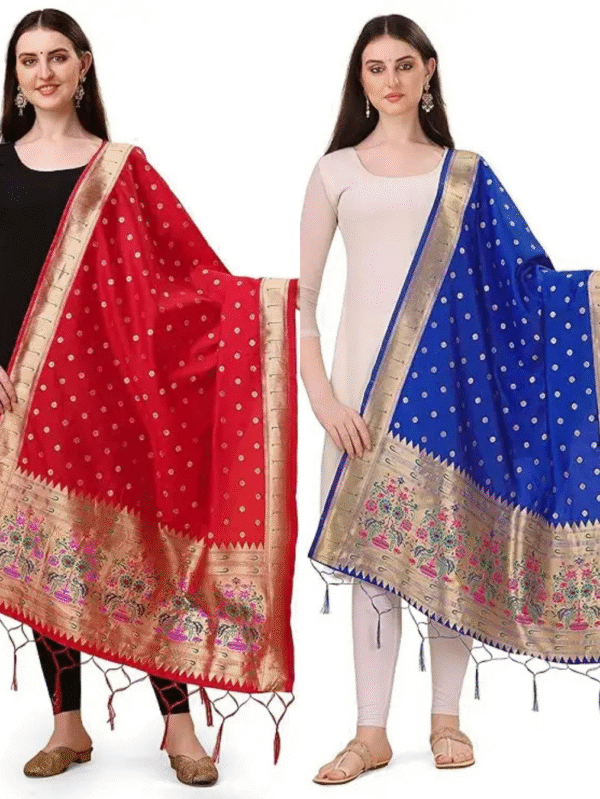 red and royal blue dupatta combo
