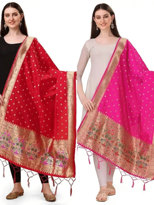 rani pink and Red dupatta combo