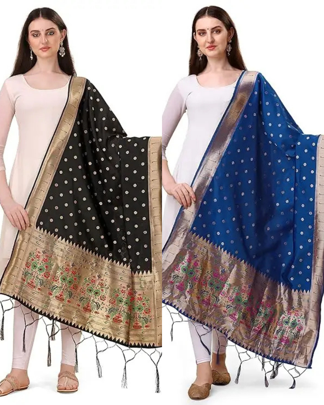 Black and Navy Blue Combo Dupatta