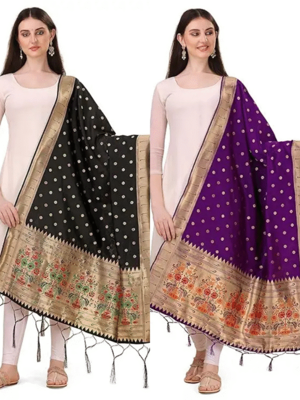 Black Purple Dupatta Combo