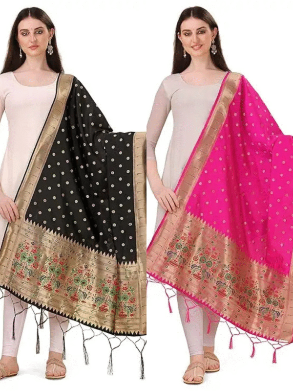 Black Rani Pink Dupatta Combo
