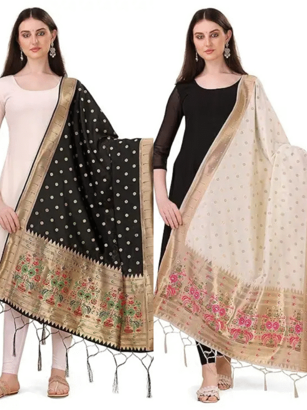 Black White Dupatta Combo