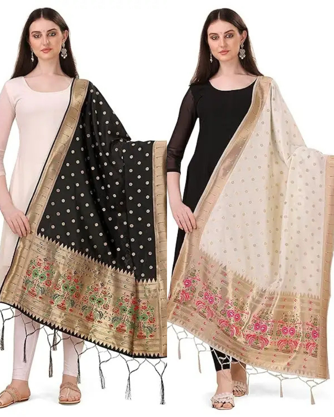 Black White Dupatta Combo
