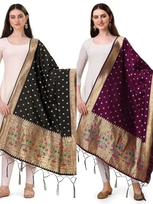 Black Wine Dupatta Combo