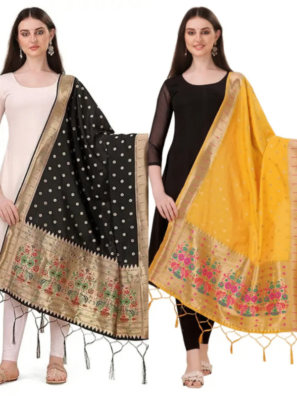 black and yellow dupatta combo